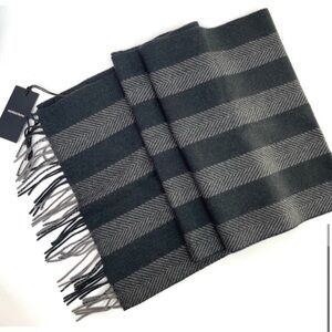 NORDSTROM Cashmere Wool Twill Scarf NEW Gray Grey Frost Zig Zag NEW With Tag
